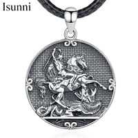 Cnyisunni — collier Vintage en argent Sterling 925 pour homme, accessoire surdimensionné, bijoux Saint George