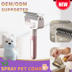 Brosse démêlante électrique antistatique pour animaux de compagnie avec pulvérisation fine, rechargeable, pour chats et chiens, outil anti-chute de poils, vente en gros - Product Image 1