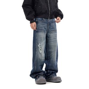 Wholesale Custom Streetwear Vintage Fashion Washed Denim Pants for <b>Men</b> High Quality Cotton Baggy Trousers <b>Men's</b> <b>Jeans</b> - Product Image 4