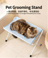 USMILEPET Support de toilettage et de bain pliable portable pour animaux de compagnie, hamac à 8 trous, table en maille réglable pour chiens et chats de petite et moyenne taille