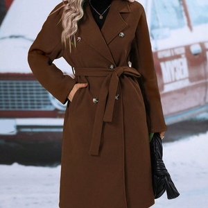 Nouveauté Automne/Hiver Manteau en Laine Double Boutonnage pour Femme avec Ceinture à Nouer Tendance - Product Image 3