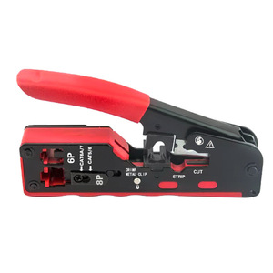 Đa chức năng Cat5/<span class=keywords><strong>6</strong></span> Mạng Cáp vũ nữ Thoát y & crimper RJ45 đi qua Kìm mềm Grip nhựa xử lý Uốn Tóc bồng công cụ cho mèo - Product Image 1