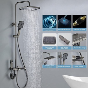 ชุดฝักบัวผสมอุณหภูมิแบบเทอร์โมสตัท 4 ฟังก์ชั่น พร้อมจอแสดงผลดิจิตอล LED สีโครเมียม ชุดฝักบัวพร้อมฝักบัวเหนือศีรษะและฝักบัวมือถือ 3 โหมด - Product Image 6