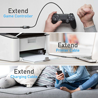 Cable de Extensión USB 3.0 Largo de 5 Gbps, Macho a Hembra, Compatible con Cámara Web, Auriculares VR, Impresora, Disco Duro, Negro