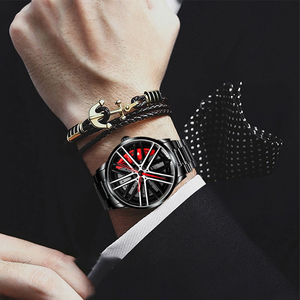 นาฬิกาข้อมือดีไซน์เฉพาะสำหรับผู้ชาย รุ่นกันน้ำ ตัวเรือนโลหะผสมขนาด 42 มม. หน้าปัดลายล้อรถ พร้อมเข็มบอกเวลา ระบบควอตซ์ เครื่อง SEIKO สายสแตนเลส ส่งแบบดรอปชิปปิ้ง - Product Image 3