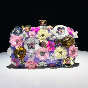 Bolsos de Mano con Flores para Mujer, Elegantes para Bodas y Fiestas, Bolsos de Hombro de Lujo con Cadena para Damas, Bolsos de Noche - Product Image 2