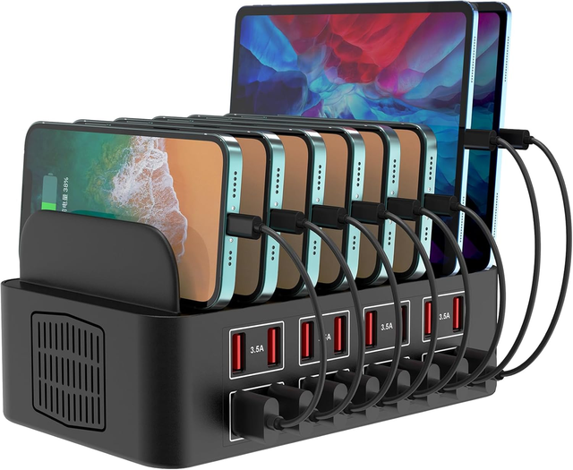 Charging Station for Multiple Devices 150W/35A 16 Port USB Charging Station,Multi Device Fast Charger Organizer for iPad Tablet