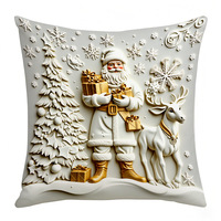 Housse de coussin de Noël personnalisée de luxe en or 45x45 cm, imprimé en peluche, motif cerf doré, bonhomme de neige, Père Noël, décoration de canapé pour la maison