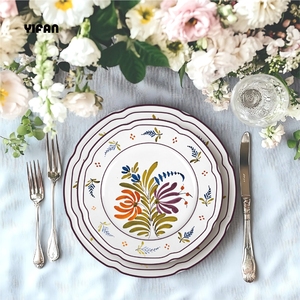 2025 New Design Italy Style Porcelain <b>Dinnerware</b> Set Flower and Plant Elements Luxury <b>Dinnerware</b> Bone China - Product Image 4