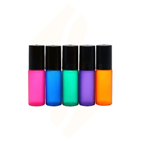 Flacon roll-on en verre dépoli coloré pour huiles essentielles 5ml 10ml – Flacon roll-on coloré pour parfum avec bille métallique
