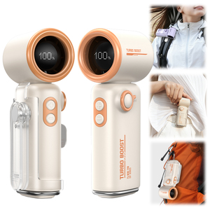 พัดลมมือถือพกพา ชาร์จได้ 3000mAh เทอร์โบความเร็วสูง จอดิจิทัล พร้อมคลิปหนีบเอว สำหรับเดินทางและกลางแจ้ง - Product Image 3