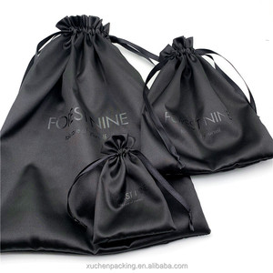 Sang Trọng Màu Đen <span class=keywords><strong>Satin</strong></span> Túi Bụi Với Sáng Bóng Màu Đen Logo Tùy Chỉnh <span class=keywords><strong>Satin</strong></span> Dây Kéo Túi Cho Mỹ Phẩm - Product Image 1