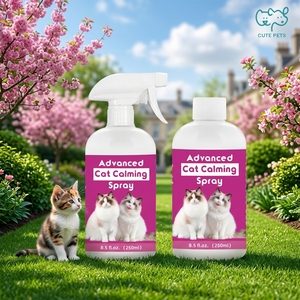 Spray calmant <span class=keywords><strong>pour</strong></span> chats OEM ODM 250 ml, naturel, sans médicament, recommandé par les vétérinaires, <span class=keywords><strong>pour</strong></span> soulager l'anxiété et le stress chez les chats, vente en gros - Product Image 1