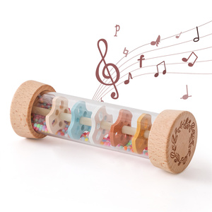 Jouet <span class=keywords><strong>sensoriel</strong></span> Montessori en bois, instrument de musique de simulation, petite horloge à sable arc-en-ciel pour l'éducation précoce, hochet pour bébé, jouet en bois - Product Image 2