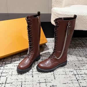 <b>High</b> Quality Luxury Designer Women's <b>Knee</b>-<b>High</b> Suede Lace-Up Snow <b>Boots</b> with Embroidery Winter <b>Fur</b> Lining - Product Image 2