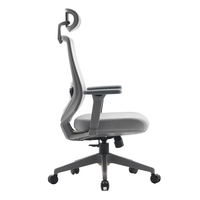 Chaise de bureau ergonomique de luxe pivotante JR RACING en maille grise moderne avec support lombaire réglable en hauteur