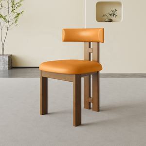 Modern Nordic High-End <strong>Dining</strong> <strong>Chairs</strong> with Solid Wood Backrest Leather Upholstered Elegant Design for Home Furniture - Product Image 3