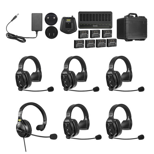 WiTalk-WT6S 6-Person Full-Duplex 1.9GHz Wireless Single-Ear Headset Intercom System With Hub & Case