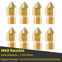 Accessoires pour imprimante 3D, buse MK8 en laiton de 0,1 mm à 1,0 mm pour extrudeurs 1,75/3,0 mm, compatible avec les têtes d'impression CR10, CR10S, Ender-3