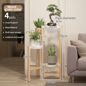 Style scandinave intérieur-extérieur amovible grain de <span class=keywords><strong>bois</strong></span> jardinières <span class=keywords><strong>en</strong></span> métal carré <span class=keywords><strong>jardin</strong></span> et maison balcon décor - Product Image 4