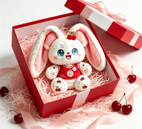 Peluche personnalisée Lapin cerise mignon, jouet en peluche doux pour cadeau de vacances, décoration de la maison, poupée en peluche sur mesure