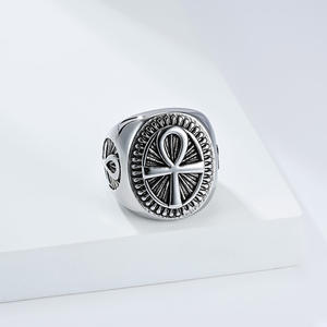 Ancient Egyptian Anka Cross Titanium Steel <b>Ring</b> Men's Vintage Symbol Of Life Stainless Steel Jewelry Gift Geometric Shape - Product Image 3