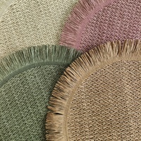 Sets de table décoratifs ronds en papier, tissés à la main pour table à manger