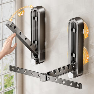 Séchoir à vêtements mural pliable à ventouse, à barre unique, pour usage domestique et balcon - Product Image 2