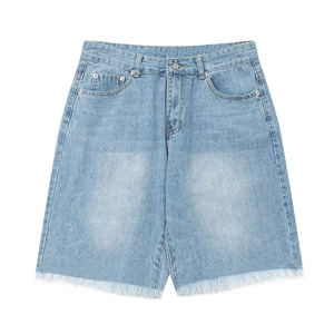 Pantalones cortos de mezclilla con diamantes de imitación de alta calidad personalizados 100% algodón bordado desgastado Logo pantalones cortos de mezclilla lavados con ácido para hombres - Product Image 3