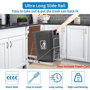 Organisateur de poubelle de cuisine coulissant en métal moderne avec étagère extractible et <span class=keywords><strong>rangement</strong></span> durable - Product Image 2
