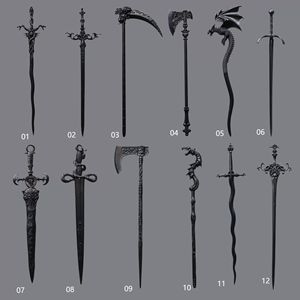 3D moda Vintage pelo palo espada pelo palillo alfileres Clip oculto astilla negro aleación horquilla serpiente dragón horquillas para mujer - Product Image 3