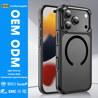 Étui magnétique pour 17 Pro Max, luxe, double couleur, effet peau, mat, TPU+PC, anti-traces de doigts, protection 360°, antichoc