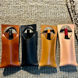 Porta Botellas de Vino de Cuero Genuino Rústico Vintage, Funda de Almacenamiento de Botellas de Vino con Logotipo Personalizado, Bolsa de Transporte Duradera para Bebidas LEB-0098C - Product Image 1