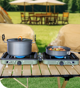 Fornello da Campeggio Portatile <span class=keywords><strong>a</strong></span> <span class=keywords><strong>Gas</strong></span> in Acciaio Inox Antivento <span class=keywords><strong>per</strong></span> Cucina all'Aperto Fornello da Campeggio <span class=keywords><strong>a</strong></span> Doppia Alimentazione Pieghevole <span class=keywords><strong>a</strong></span> 2 Fuochi - Product Image 2