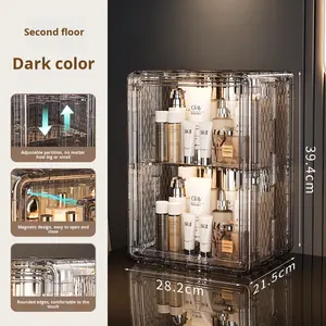 אינטרנט סלבריטי קיבולת גדולה שכבה כפולה איפור אקריליק שקוף מארגן רב תכליתיים יוקרה בסגנון קוסמטיקה - Product Image 6