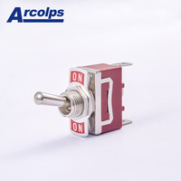 Arcolps Mini interrupteur à bascule de haute qualité Série Bakélite Matériau Levier métallique Forme de contact DPDT Niveau IP67 Fonction On-Off-On