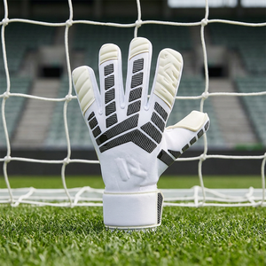 Gants de gardien de but de football blancs personnalisés, très demandés, avec latex allemand de 4 mm, coupe négative, en caoutchouc injecté de latex allemand - Product Image 6