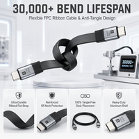 Câble USB-C mâle vers USB-C mâle USB4, pleine fonction, plat et droit, 20 Gbps, 240 W, 4K 60 Hz, charge rapide PD, câble de données