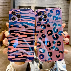 Luxury Bluray Leopard Print soft Phone Case For iPhone 13 12 Pro 11 Pro Max Xs Max XR 7 8 Plus, Zebra pattern Back Cover