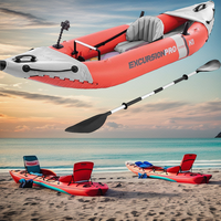 INTEX 68303 PVC Excursion Pro Kayak gonflable siège réglable bateau de pêche avec supports de canne à pêche avirons en aluminium 86 pouces