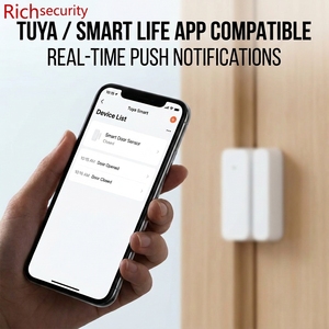 Capteur de porte/fenêtre intelligent Wifi Tuya, compatible avec Alexa, Google Home, application de contrôle à distance, système d'alarme de sécurité - Product Image 4