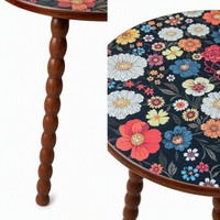 Table basse ronde Mandala avec pieds en bois torsadés en spirale, table d'appoint latérale solide détachable, assemblage facile, style nordique européen