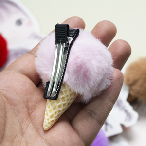 Pince à cheveux alligator personnalisée en fausse fourrure pompon style crème glacée, boule de fourrure moelleuse, accessoire pour cheveux d'enfants, emballage cadeau pour vêtements - Product Image 3