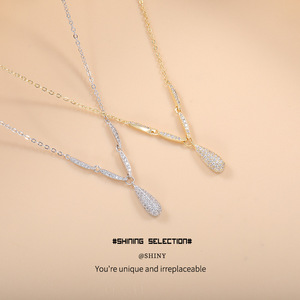 Conjunto de joyería de moda con incrustaciones de circonita en forma de gota de agua, aretes de aleación de zinc, regalo para ocasiones especiales - Product Image 1