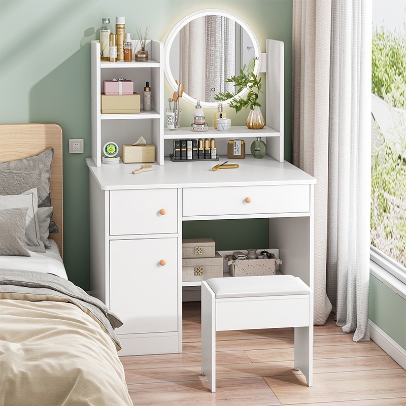 White (LED light)(Two Doors And One Drawer)(Single Table)
