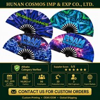 Éventails pliants en bambou noir avec logo personnalisé, 13 pouces, pour festivals de danse, fêtes à la mousse, cadeau promotionnel pour événements