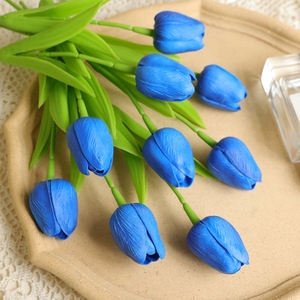 Tulipani Artificiali in PU Economici all'Ingrosso, Effetto Realistico, 32cm, Blu e Neri, per Decorazione Casa e Ufficio - Product Image 3