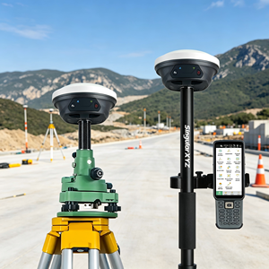 Base et kit GNSS RTK E1 Lite avec radio 15 km et autonomie de 20h pour la mise en plan de chantier - Product Image 1