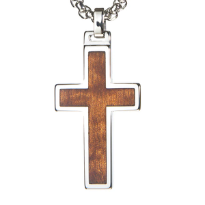 나무와 사용자 정의 텅스텐 카바이드 크로스 펜던트 목걸이 - Product Image 2