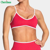 Ensemble soutien-gorge de yoga imprimé léopard pour femme avec bretelles spaghetti et bordure contrastante, tenue de fitness dos élégant pour la gym et l'entraînement